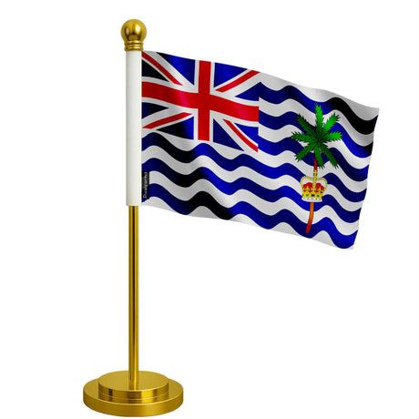 Drapeau bureau territoire britannique polyester socle acier inox