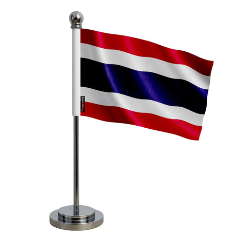 Drapeau bureau thaïlande polyester socle acier inoxydable
