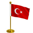 Drapeau bureau turquie polyester socle acier inoxydable