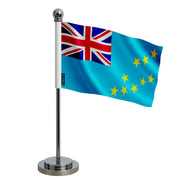 Drapeau bureau tuvalu polyester avec socle acier inoxydable