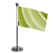 Drapeau bureau vert clair en polyester socle inoxydable