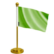 Drapeau bureau vert polyester socle acier inoxydable