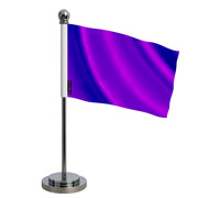 Drapeau bureau violet foncé polyester socle acier inoxydable
