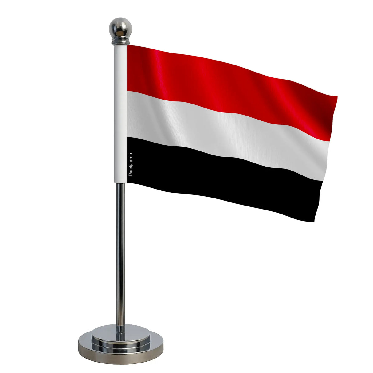 Drapeau bureau yémen polyester socle acier inoxydable