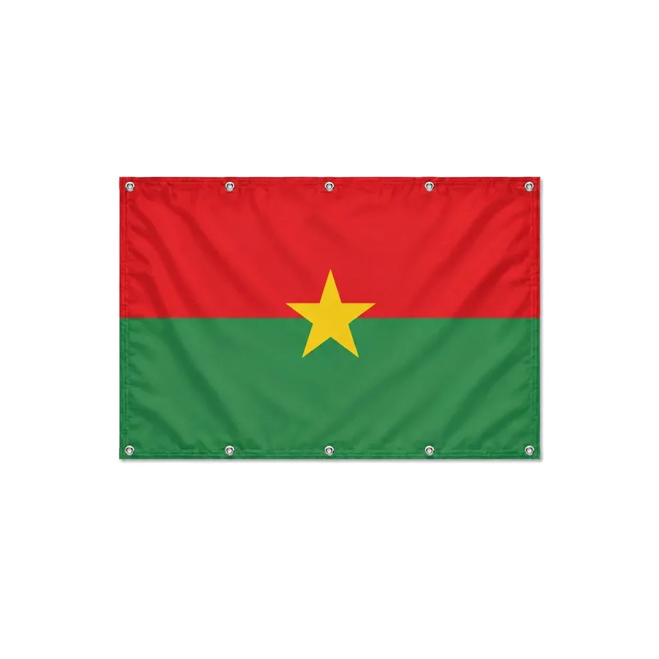 Drapeau du Burkina Faso format S en polyester avec dix œillets
