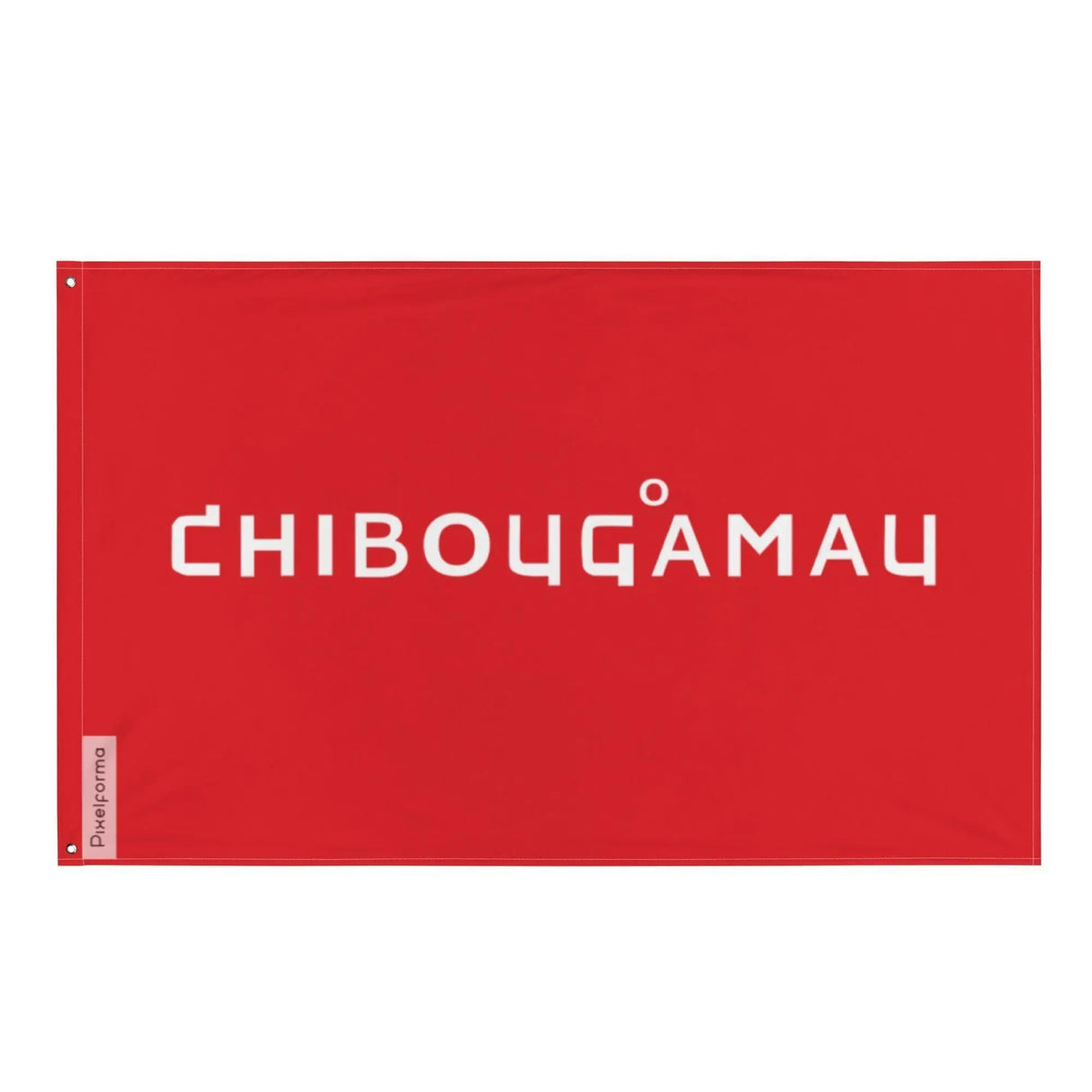 Drapeau chibougamau polyester résistant œillets à gauche
