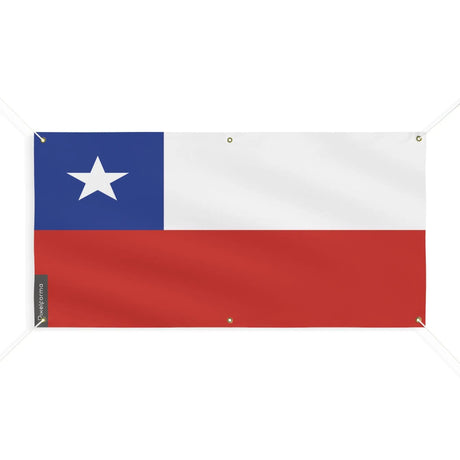 Drapeau chili polyester résistant aux intempéries œillets