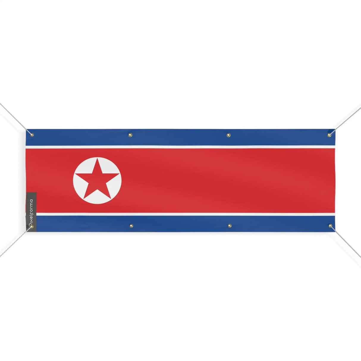 Drapeau corée du nord polyester résistant à 8 œillets