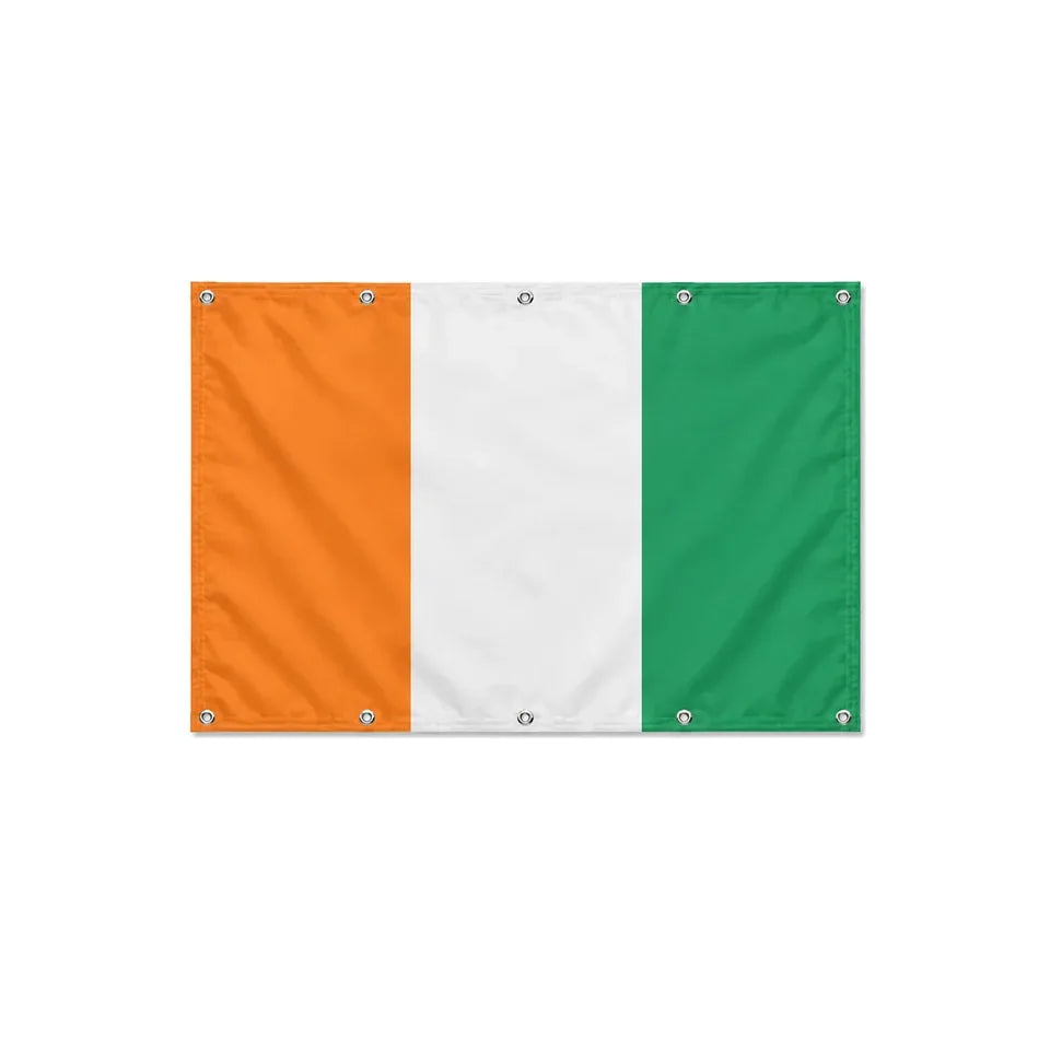 Drapeau de la Côte d'Ivoire format S en polyester avec dix œillets