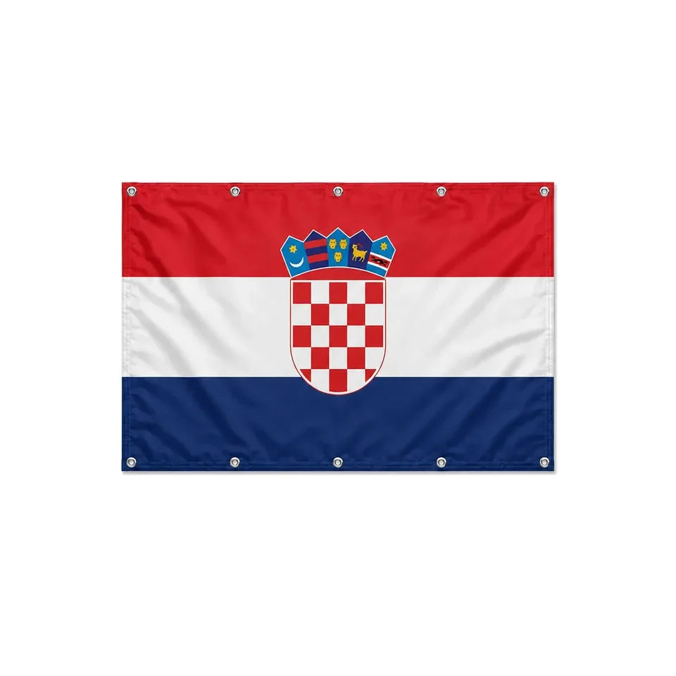 Drapeau de la Croatie format S en polyester avec dix œillets