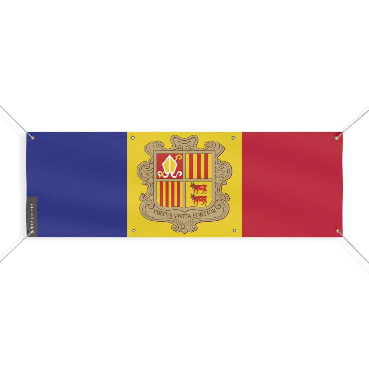 Drapeau d'Andorre 8 Oeillets en plusieurs tailles - Pixelforma 