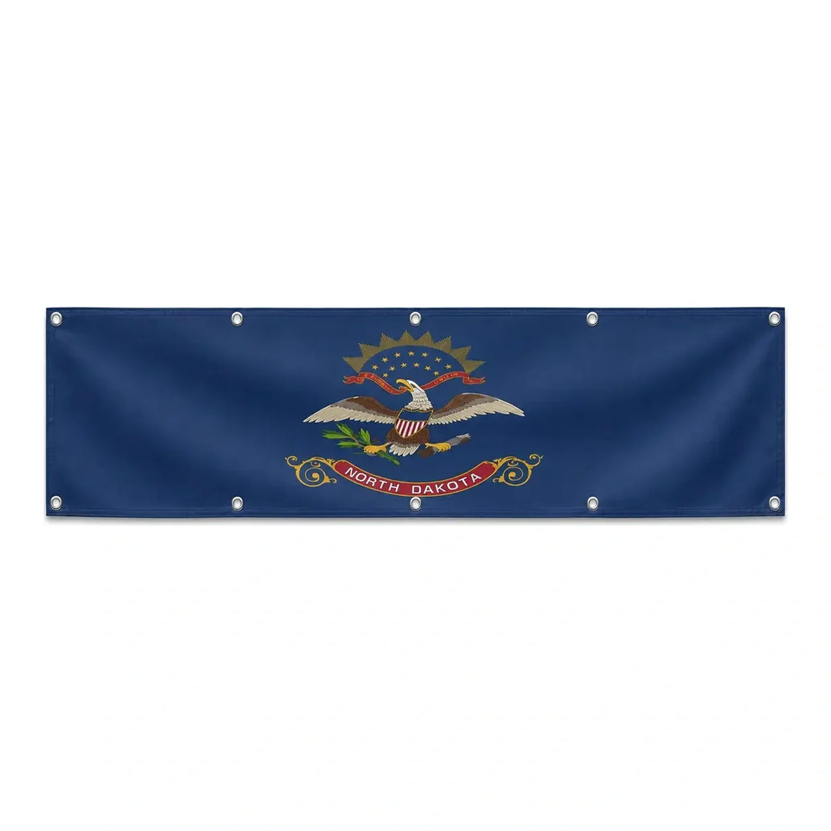 Drapeau du Dakota du Nord grand format XL en polyester avec dix œillets