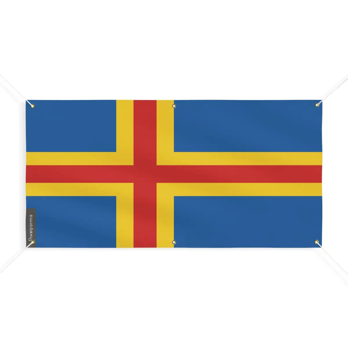 Drapeau d'Åland 6 Oeillets en Plusieurs Tailles (M) - Pixelforma 