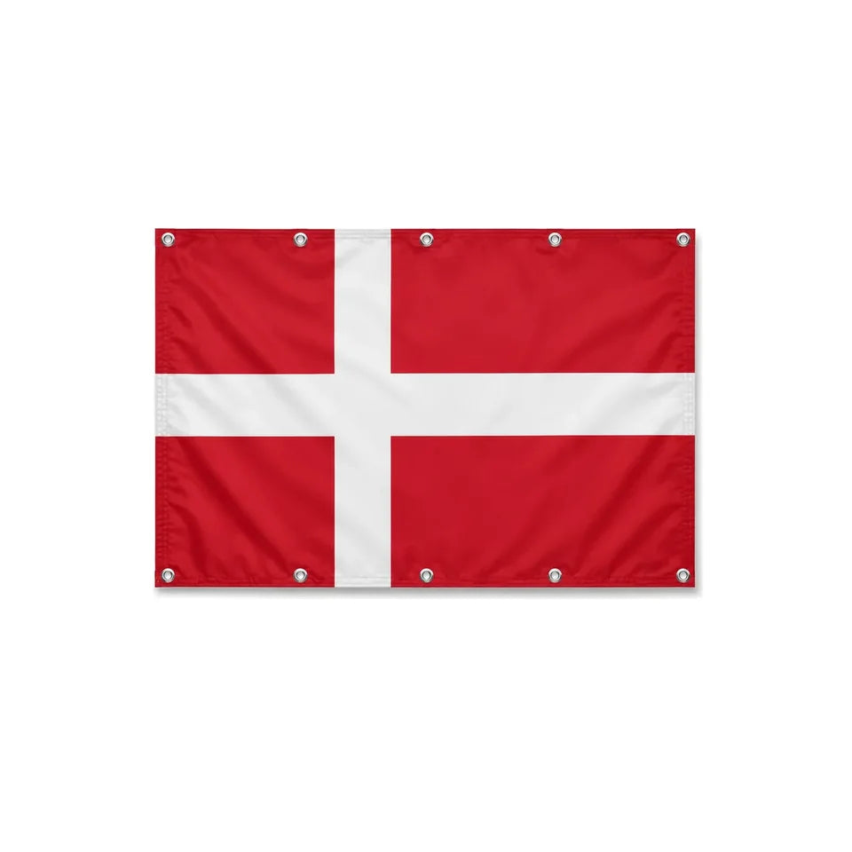Drapeau du Danemark format S en polyester avec dix œillets
