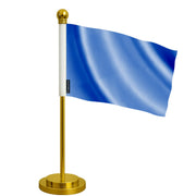 Drapeau de bureau bleu violet polyester socle acier inoxydable