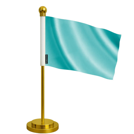 Drapeau de bureau france bleu turquoise clair polyester acier