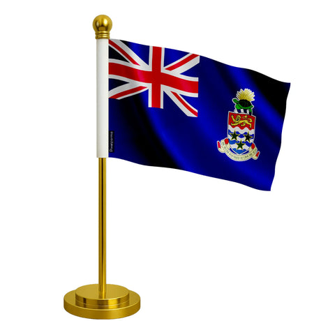 Drapeau de bureau îles caïmans polyester socle acier inoxydable