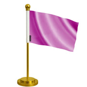 Drapeau de bureau rose polyester socle acier inoxydable