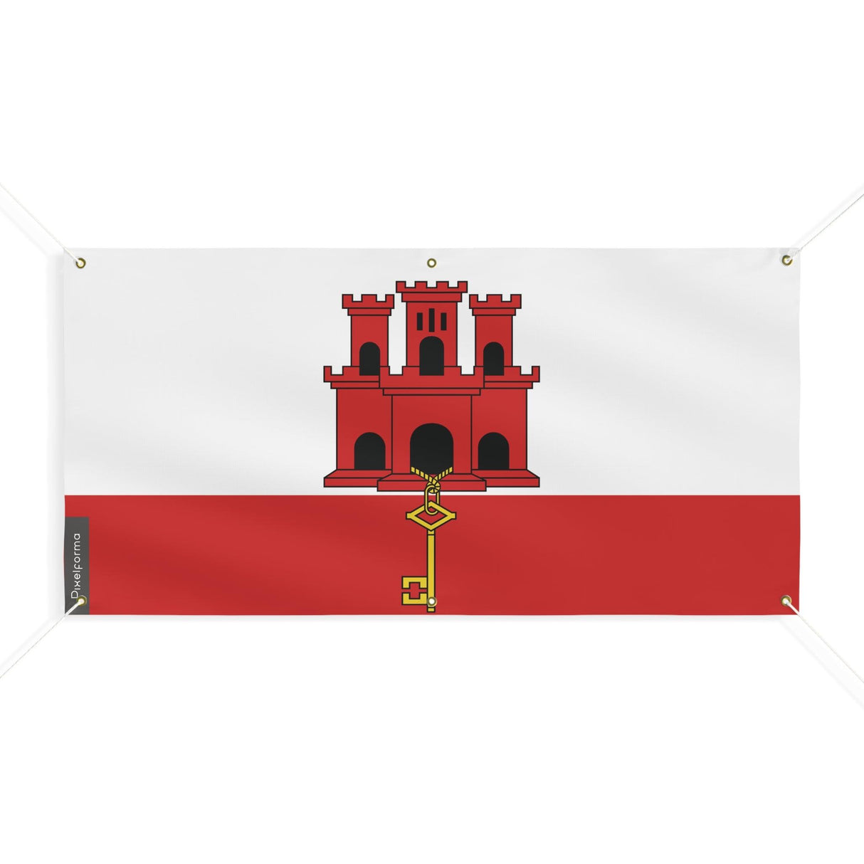 Drapeau de Gibraltar 6 Oeillets en plusieurs tailles - Pixelforma 