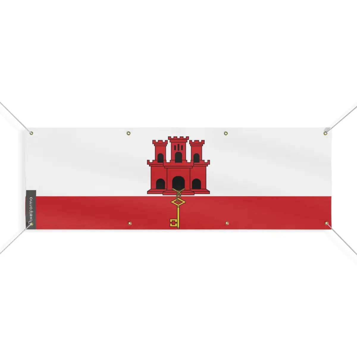 Drapeau de Gibraltar 8 Oeillets en Plusieurs Tailles (L) - Pixelforma 