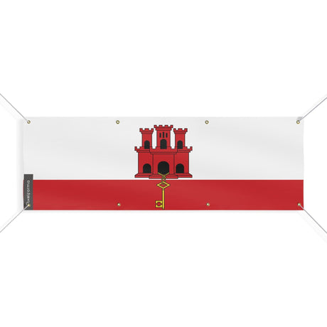 Drapeau de Gibraltar 8 Oeillets en plusieurs tailles - Pixelforma 