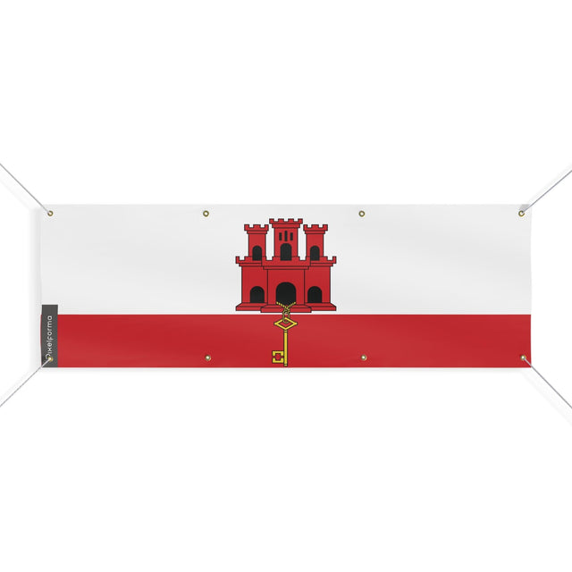 Drapeau de Gibraltar 8 Oeillets en plusieurs tailles - Pixelforma 