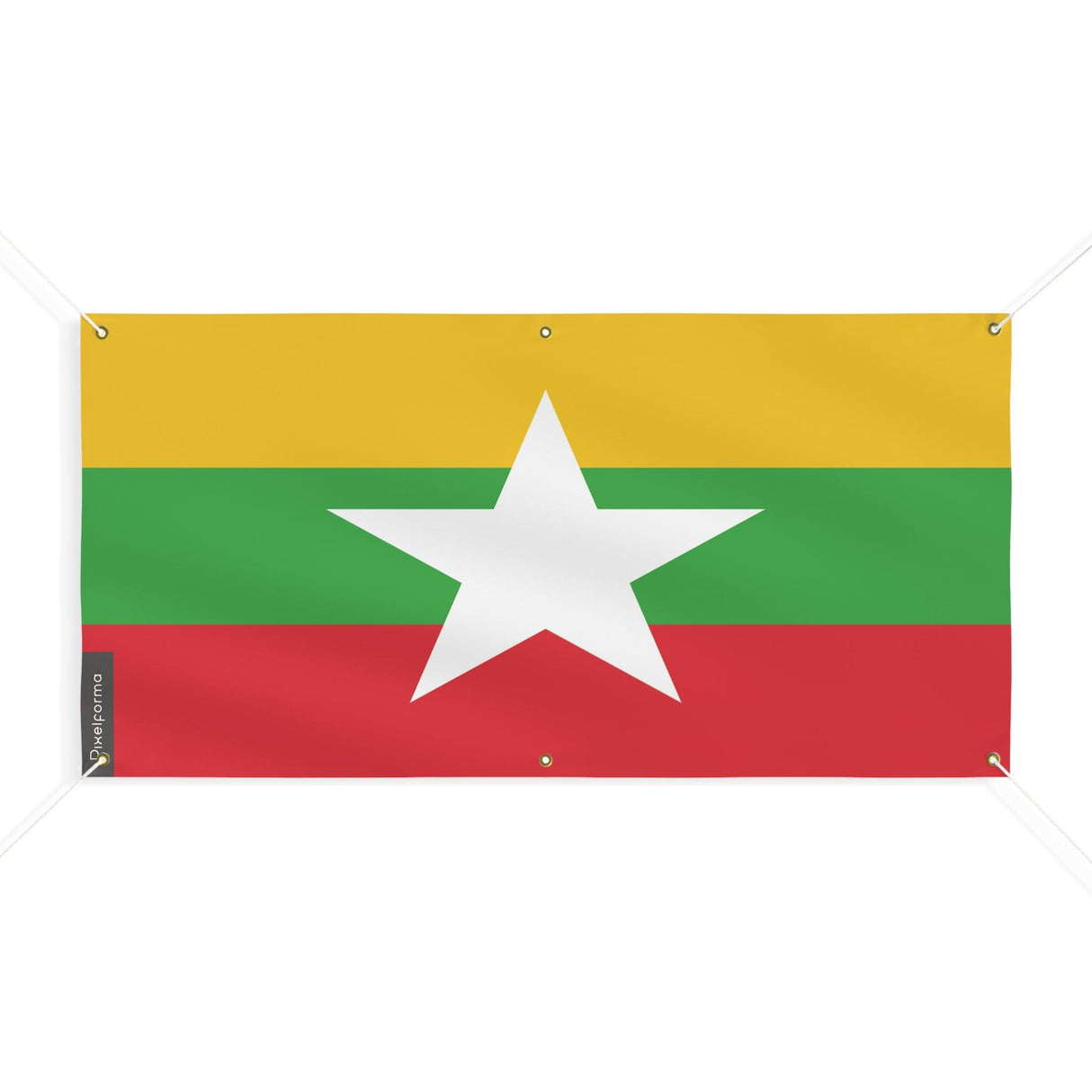 Drapeau de la Birmanie 6 Oeillets en plusieurs tailles - Pixelforma 