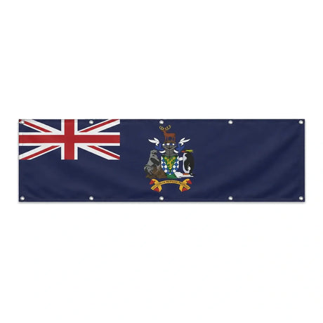 Drapeau de la Géorgie du Sud-et-les Îles Sandwich du Sud grand format XL en polyester avec dix œillets