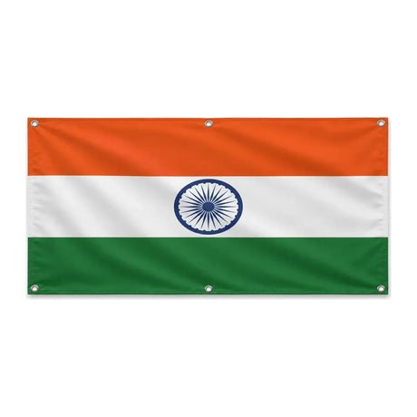 Drapeau inde polyester résistant usage extérieur 6 œillets