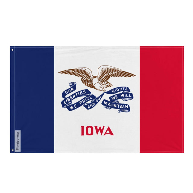 Drapeau de l'Iowa en plusieurs tailles 100 % polyester Imprimer avec Double ourlet - Pixelforma 
