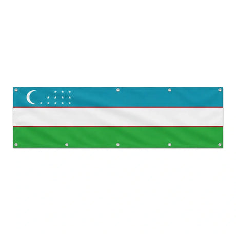 Drapeau de l'Ouzbékistan grand format XL en polyester avec dix œillets