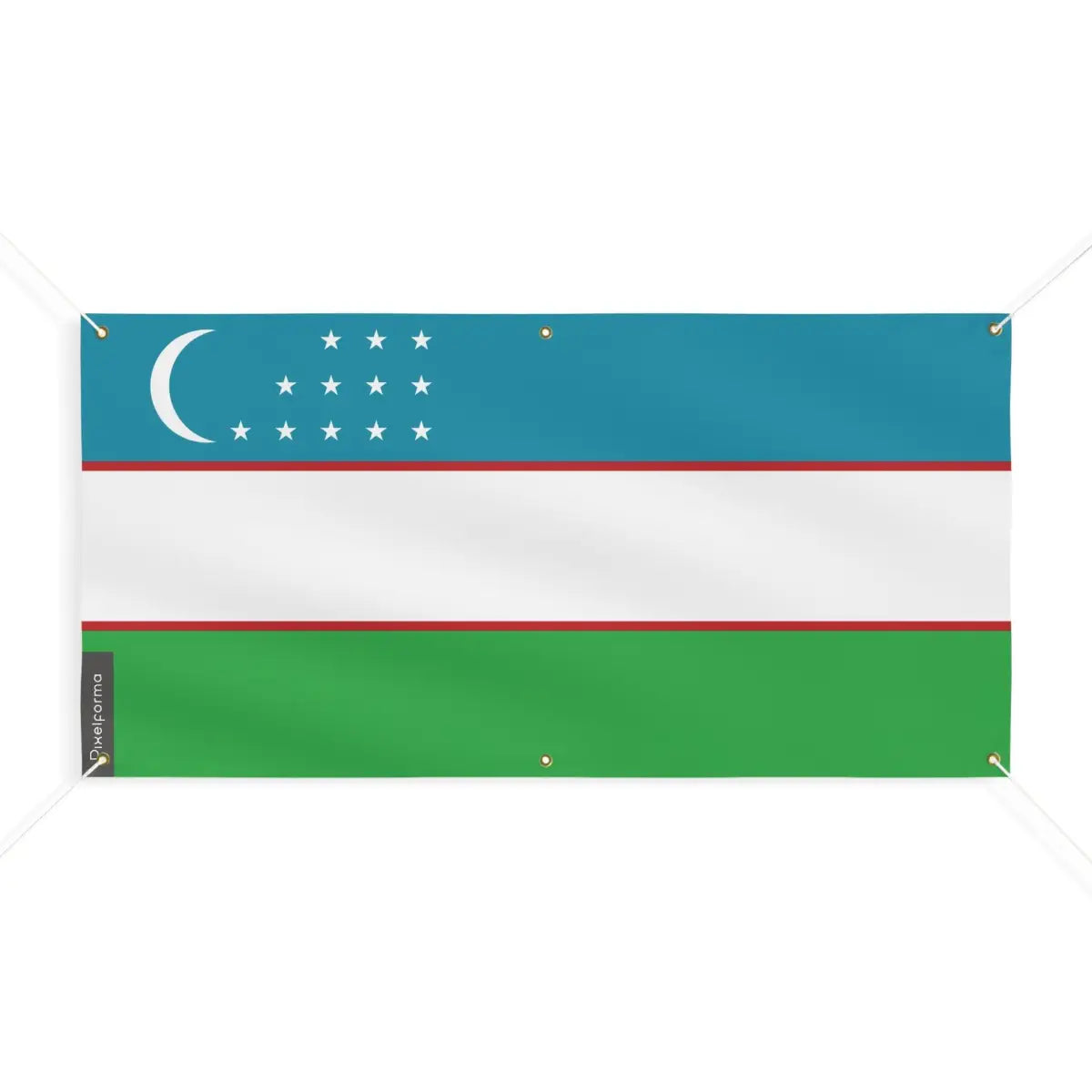 Drapeau de l'Ouzbékistan 6 Oeillets en Plusieurs Tailles (M) - Pixelforma 