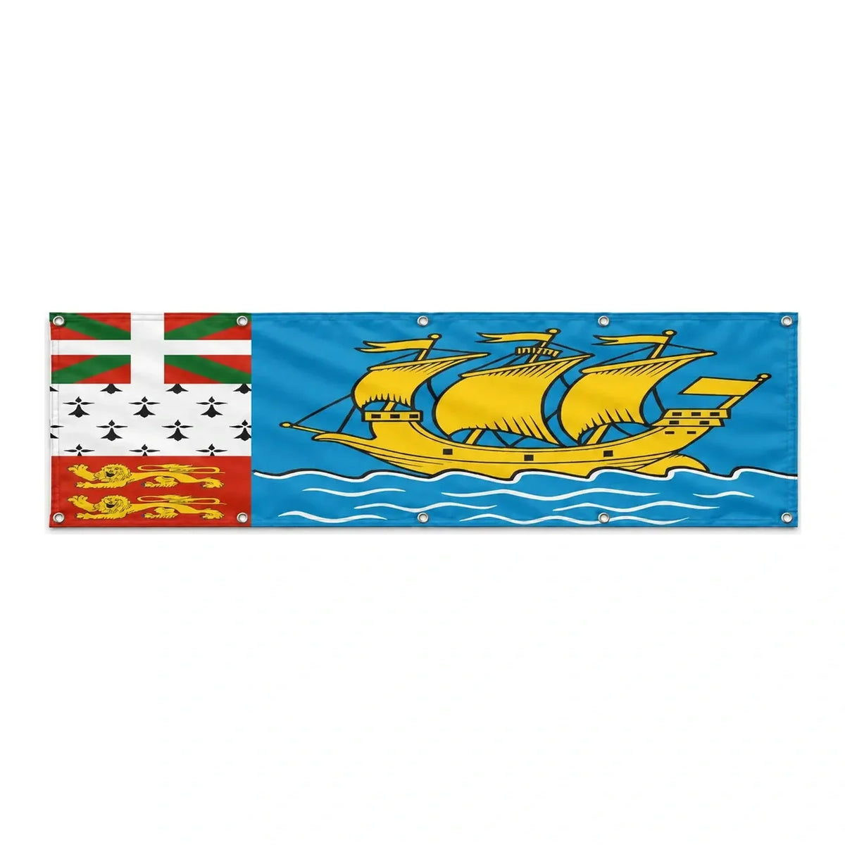 Drapeau de Saint-Pierre-et-Miquelon grand format XL en polyester avec dix œillets