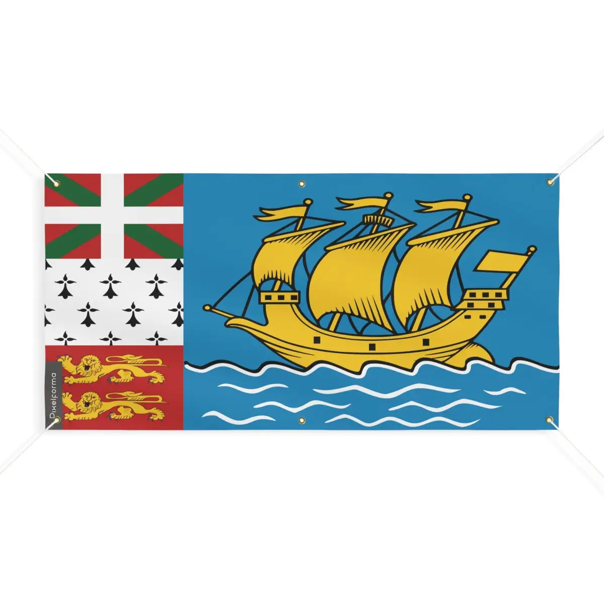 Drapeau de Saint-Pierre-et-Miquelon 6 Oeillets en Plusieurs Tailles (M) - Pixelforma 