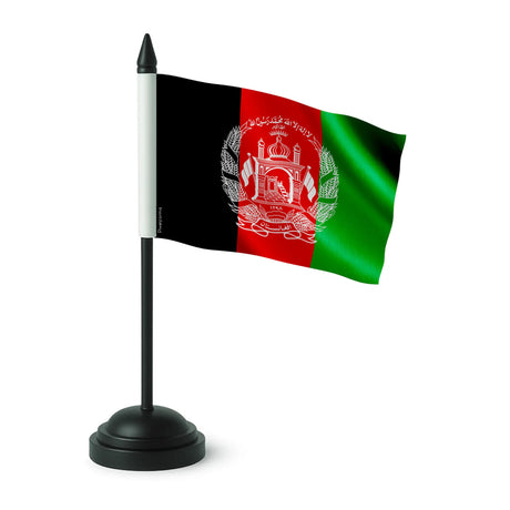 Drapeau de table afghanistan polyester socle plastique noir