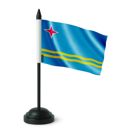 Drapeau de table aruba polyester socle plastique noir