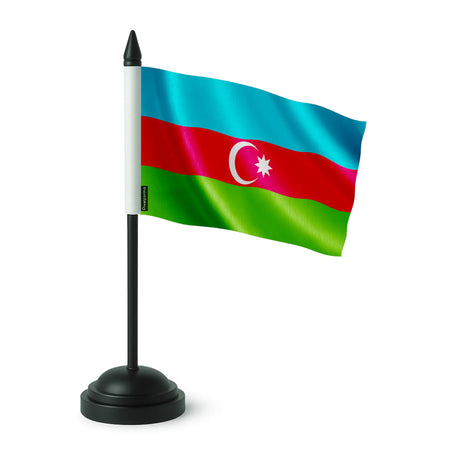 Drapeau de table azerbaïdjan polyester socle plastique noir