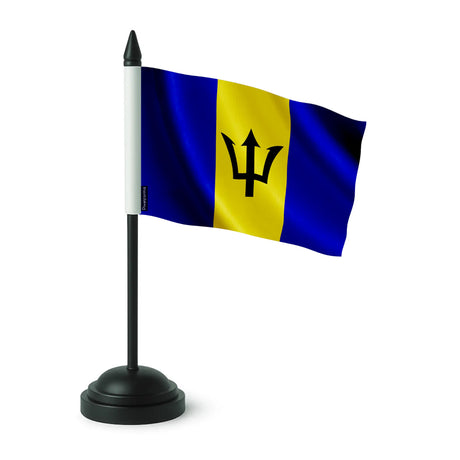 Drapeau de table barbade polyester sur socle plastique noir