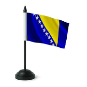 Drapeau de table bosnie-herzégovine polyester socle noir