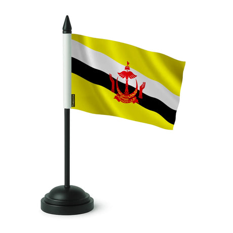 Drapeau de table brunei en polyester avec socle noir