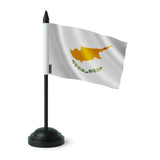Drapeau de table chypre polyester avec socle plastique noir