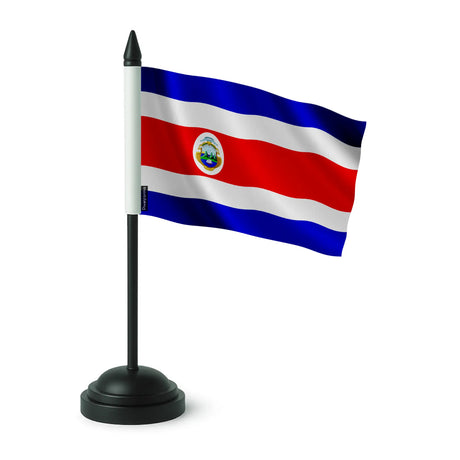 Drapeau de table costa rica polyester socle plastique noir