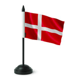Drapeau de table danemark en polyester avec socle noir
