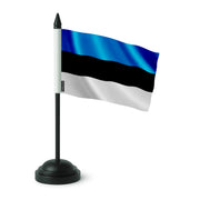 Drapeau de table estonie polyester avec socle plastique noir