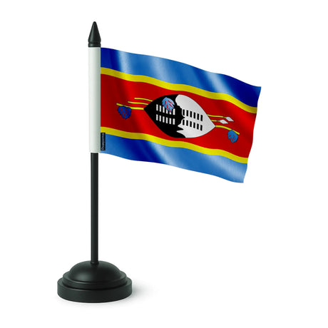 Drapeau de table eswatini en polyester socle plastique noir