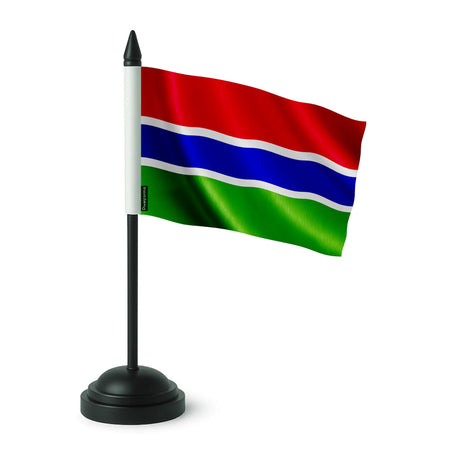 Drapeau de table gambie en polyester avec socle noir