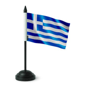 Drapeau de table grèce en polyester avec socle noir