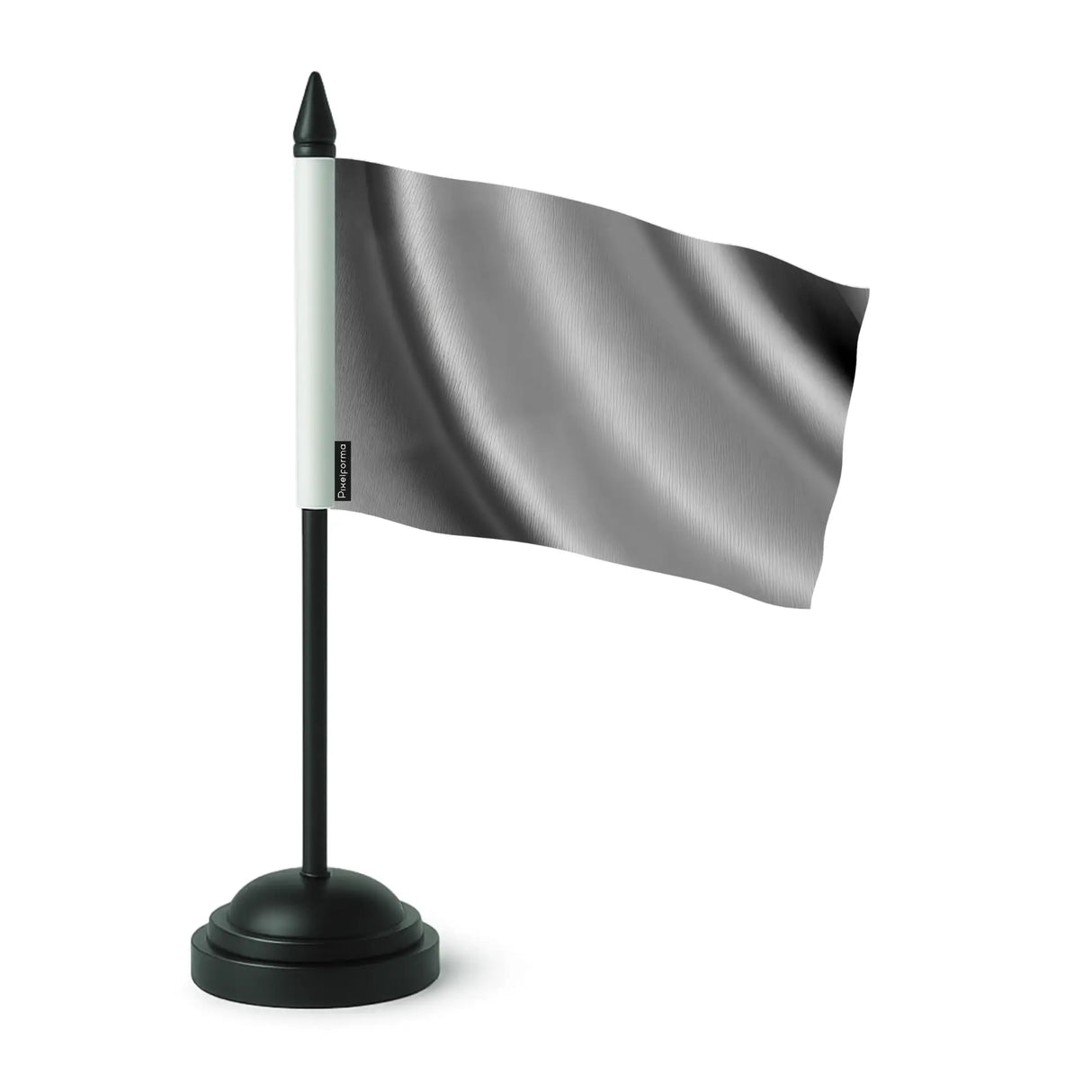 Drapeau de table gris foncé polyester socle plastique noir