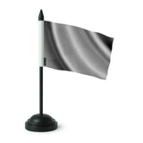 Drapeau de table gris foncé polyester socle plastique noir