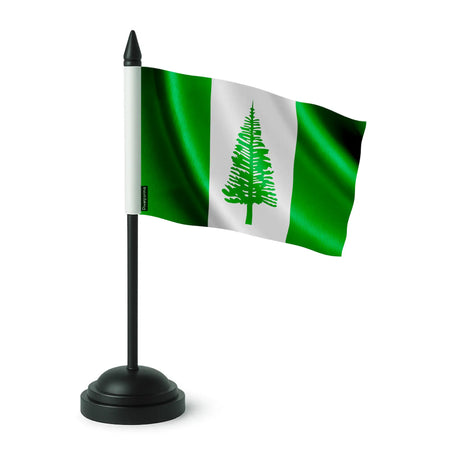 Drapeau de table île norfolk en polyester socle plastique noir